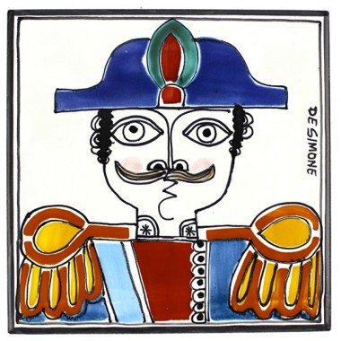 Sicilian Handmade Wall Tile Folk Carabiniere PI297FK-06G Sicilian Handmade Wall Tile Folk Carabiniere PI297FK-06G